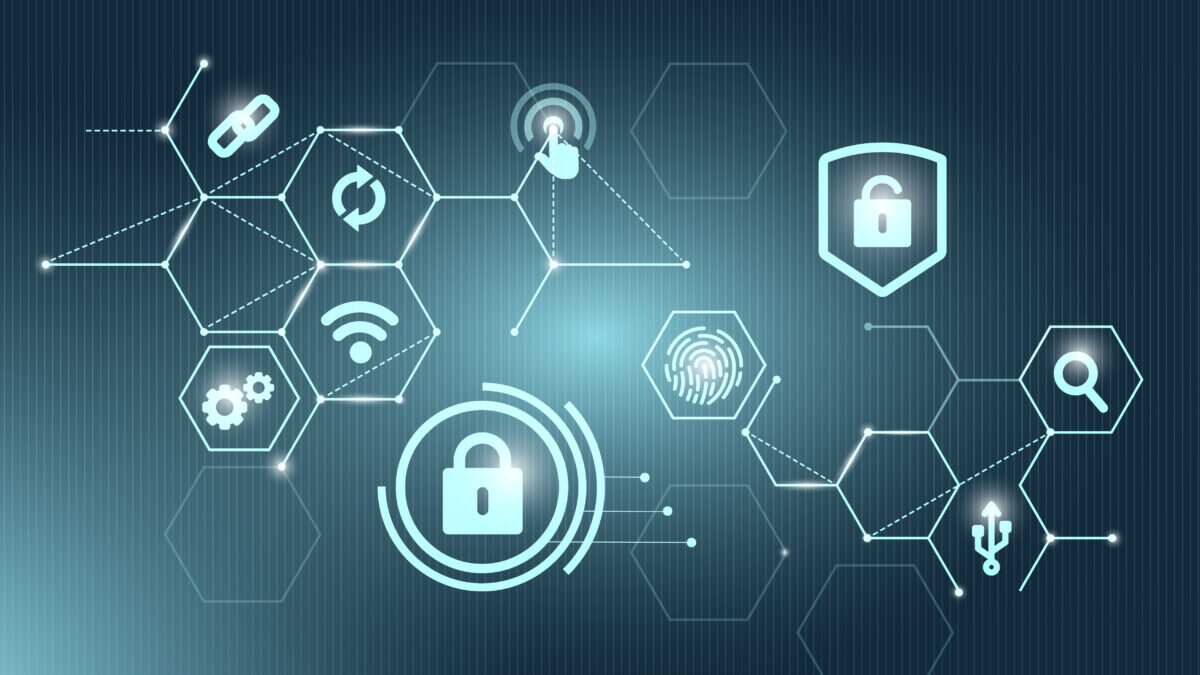 Computer security system icons background vector